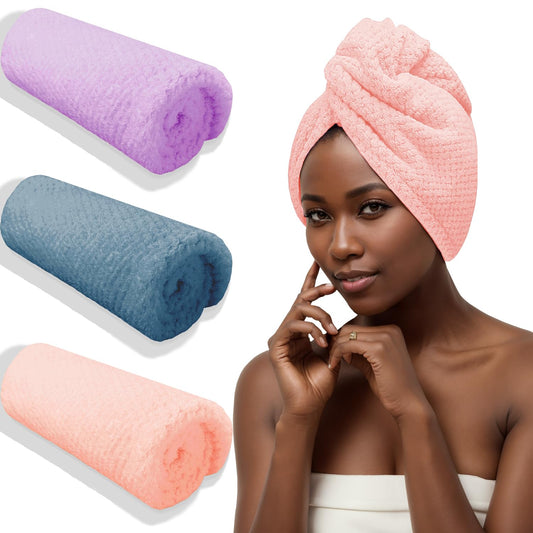 3-Piece Microfiber Hair Towel Wraps