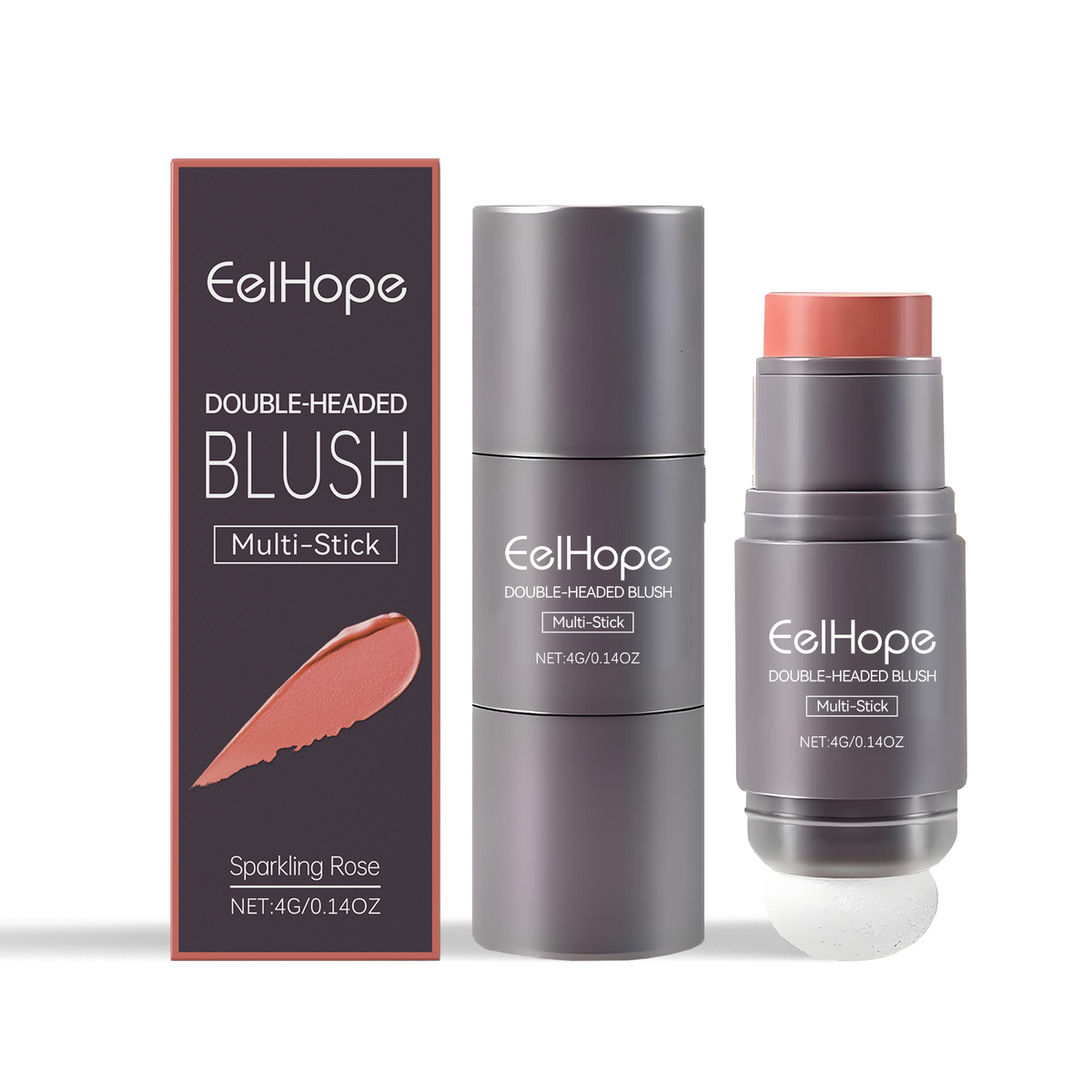 Eelhope Double Head Blush Multi-Purpose Stick, Natural Light Naked Makeup Long-Lasting Color Red Makeup Stick