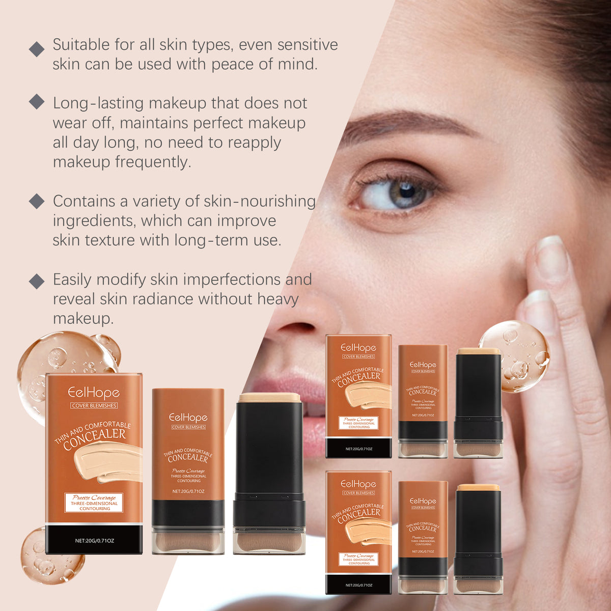 Clear Concealer Foundation Stick Natural Lightweight Radiance Radiance Radiance Non-Fake White Moisturizing Foundation Stick