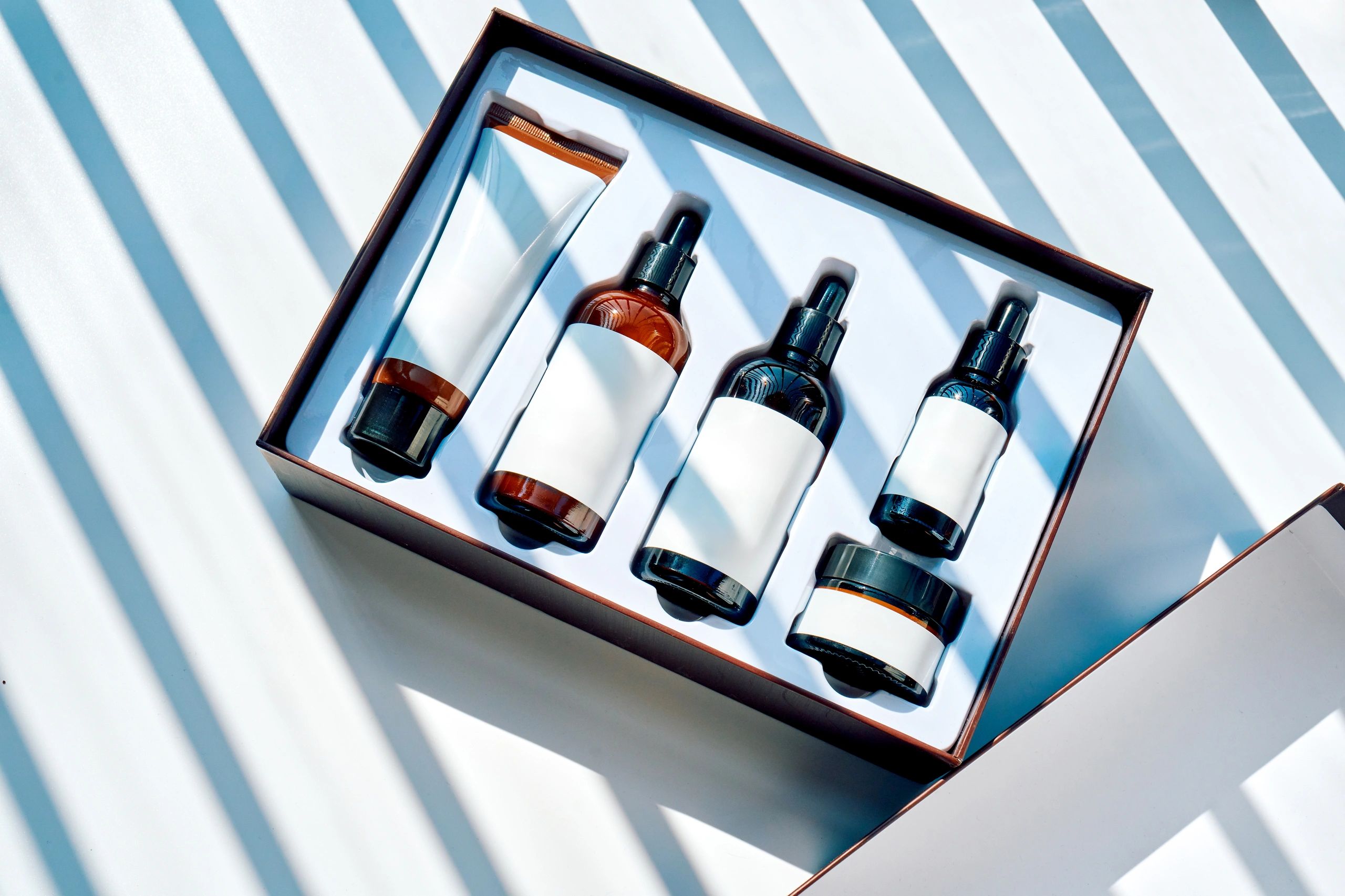 Beauty product gift box with skincare essentials